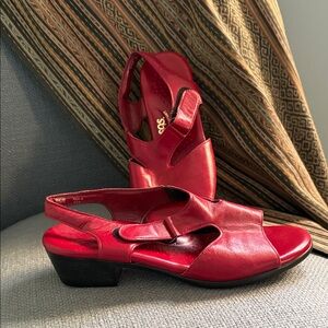 SAS Classic Red Leather Women's Dressy Sandals